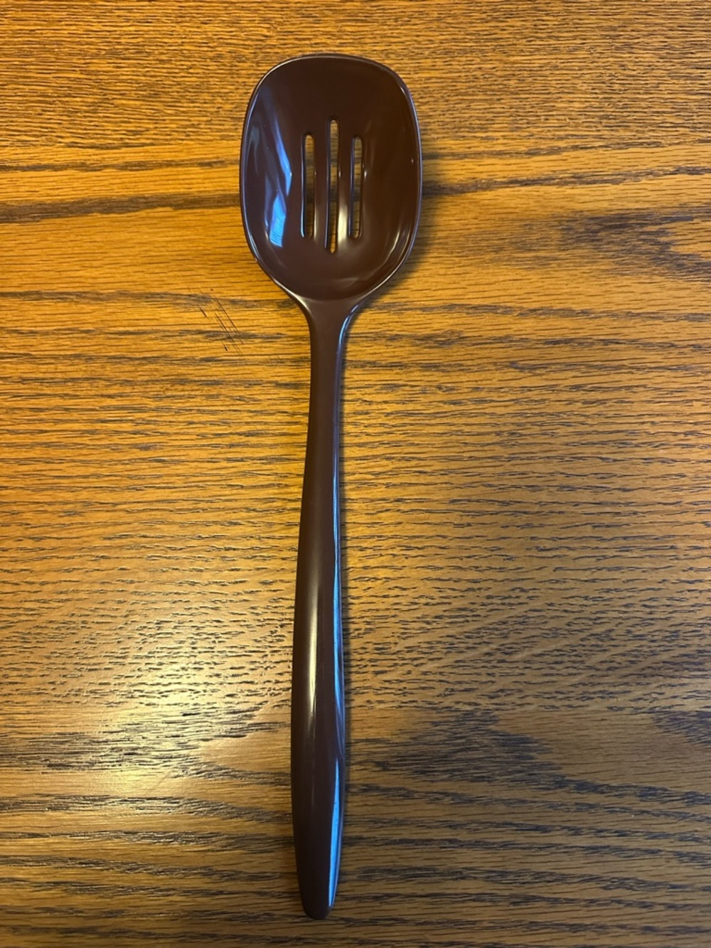 Vintage Brown Slotted Melamine Serving Spoon Rosti for Hutzler Made In Denmark